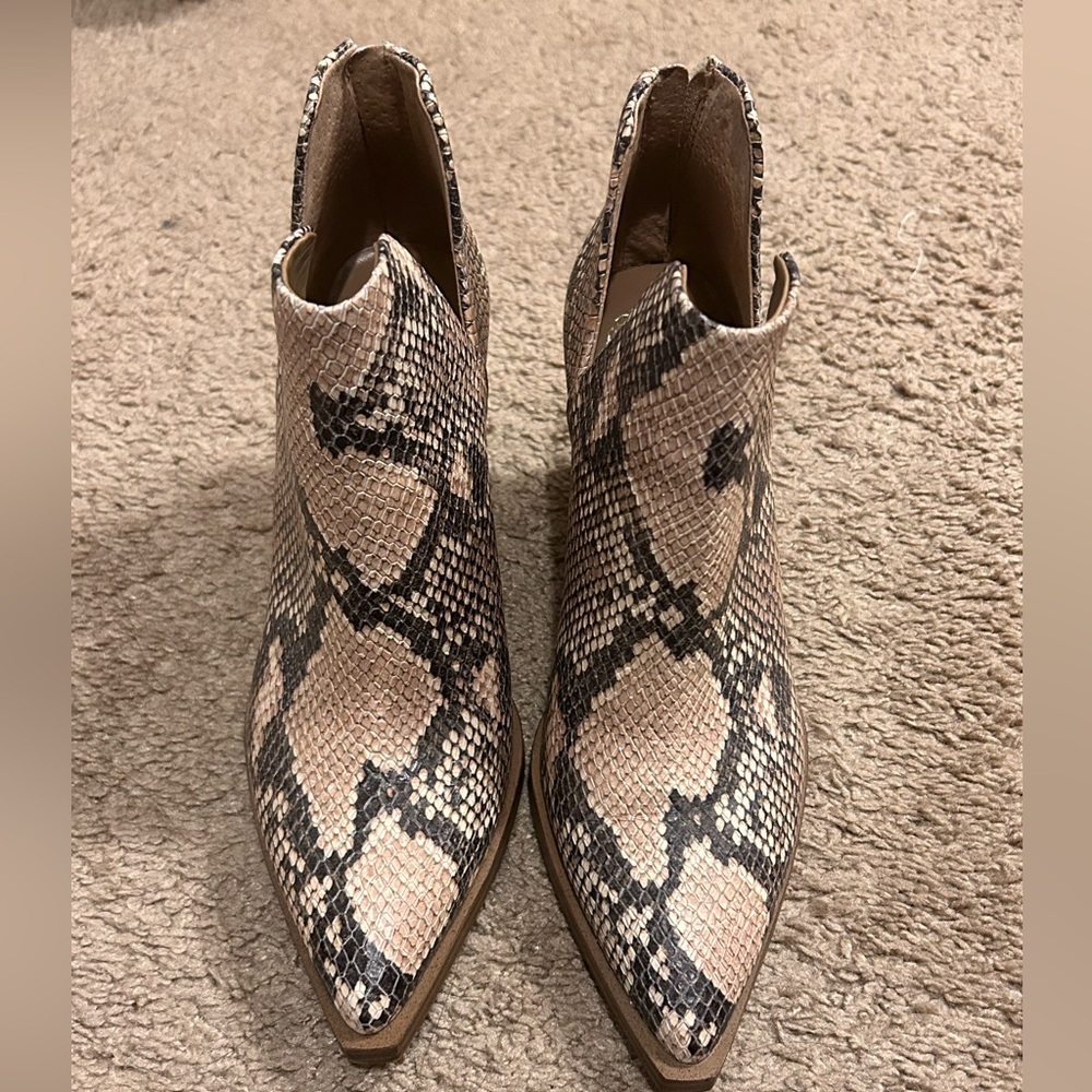 Snake print booties